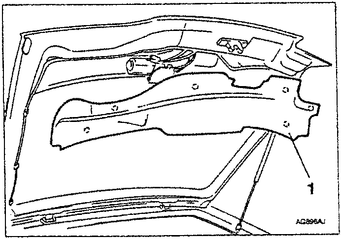 Diagram showing tool 1.823.015.000 releasing lower tailgate trim