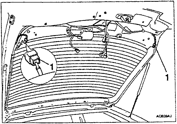 Diagram showing disconnecting rearscreen heating connectors