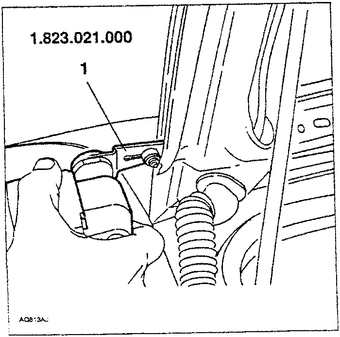 Illustration showing an electric cutter with blade 1.823.021.000 cutting sealant from the outside of the tailgate.