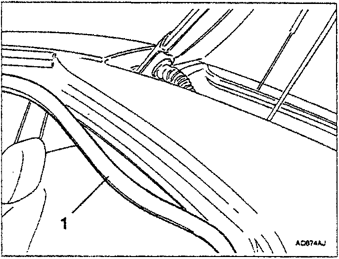 Diagram showing door seal labeled 1 being partially removed