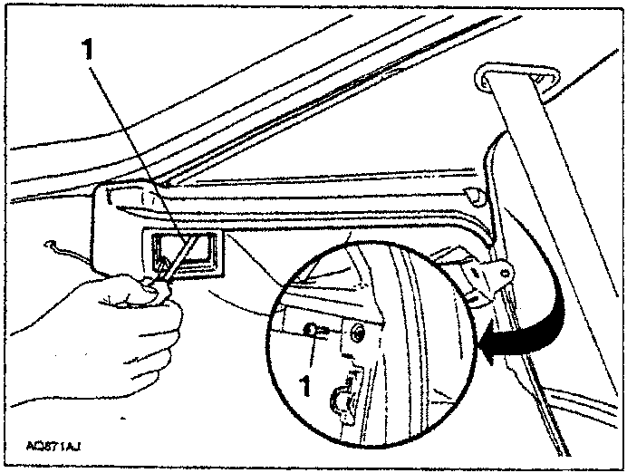 Diagram showing hand using tool to remove screws labeled 1 from pillar cover side bracket