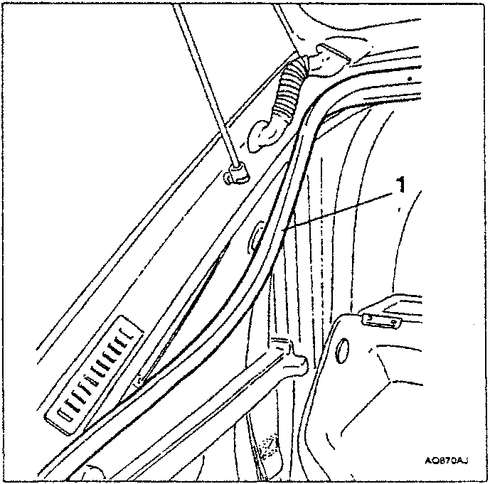 Diagram showing tailgate seal labeled 1 being partially removed