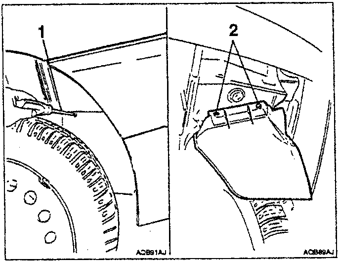 Diagram showing removal of side screw and upper wheelhouse nuts