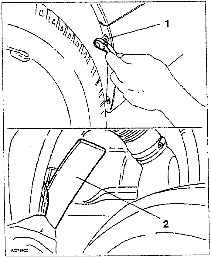 Diagram showing removal of wheelhouse screws