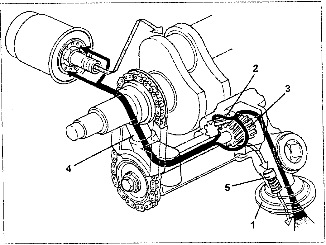 oil pump chain assembly with labeled parts