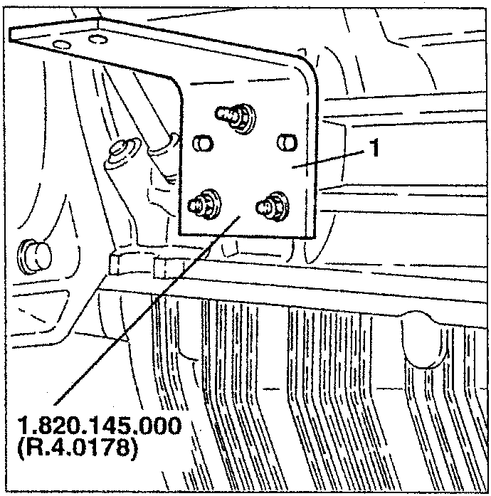 Engine support bracket installed on crankcase with bolts