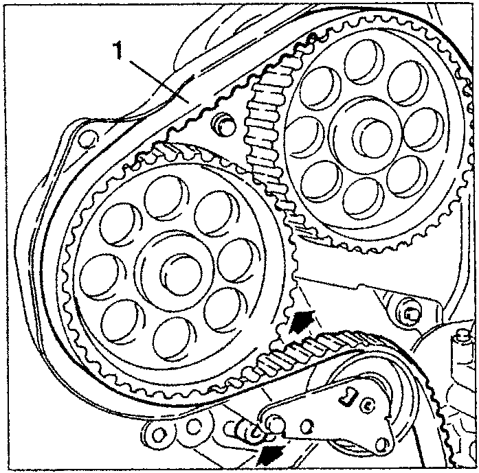 Illustration showing removal of timing gear drive belt