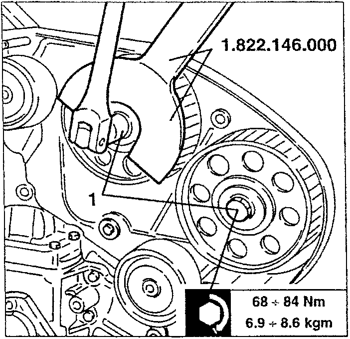 Slackening camshaft drive pulley screws with lever tool
