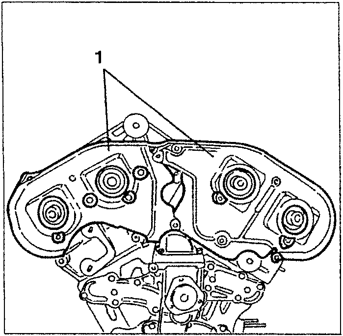 Timing gear belt inner protections with part 1 indicated
