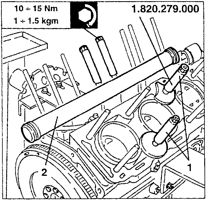 Liner stopper tools 1.820.279.000 installed, torque specification 10 ÷ 15 Nm (1 ÷ 1.5 kgm)