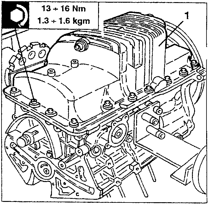 Oil sump removal diagram showing engine block with bolts and torque specification box