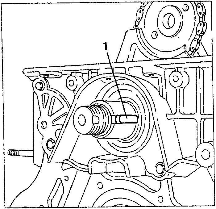 Illustration showing a flat punch being used to remove a key from a crankshaft.
