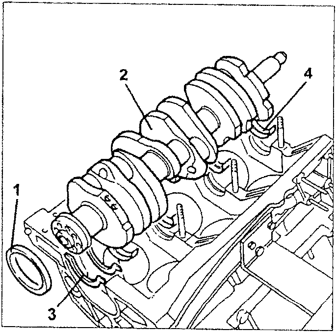 Diagram showing crankshaft with numbered parts
