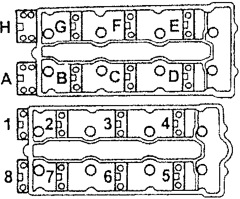 Camshaft cap numbering diagram for right-hand and left-hand heads