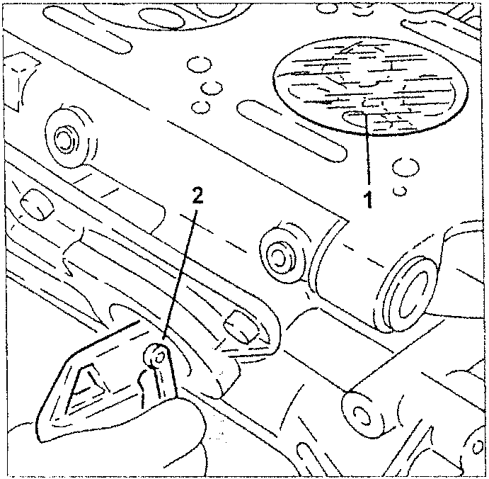 Diagram showing spark plug installation with numbered parts 1 and 2