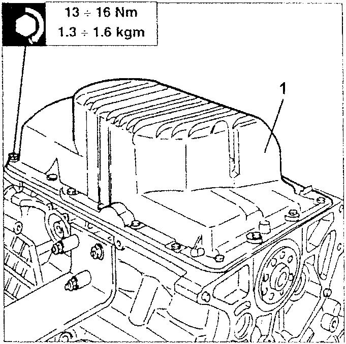 Oil sump being installed on engine block