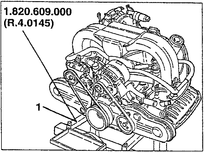 Engine on overhauling stand with support 1.820.609.000