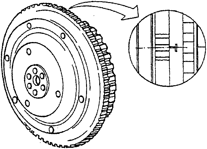 Flywheel with ring gears and timing notch