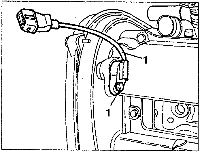 Timing sensor removal diagram showing sensor and fastening screw