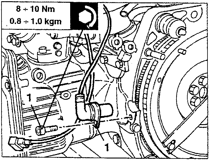 RPM and timing sensor removal diagram with torque specification box