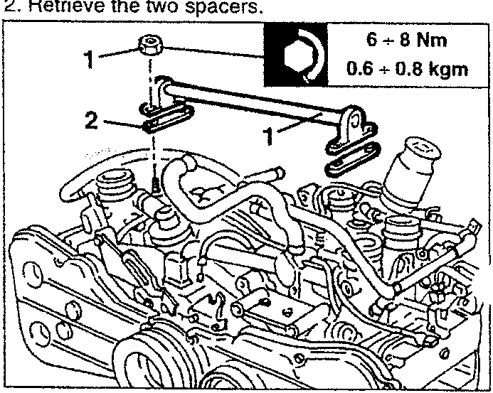 Throttle control shaft removal with spacer retrieval diagram