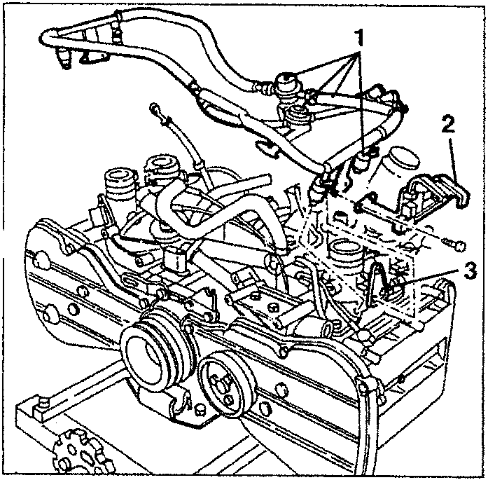 Engine diagram showing fuel distributor manifold removal