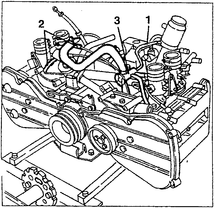 Engine diagram showing idle air distributor removal