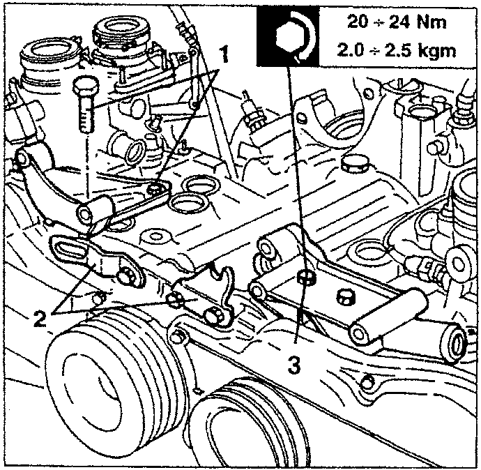 Engine diagram showing bracket removal