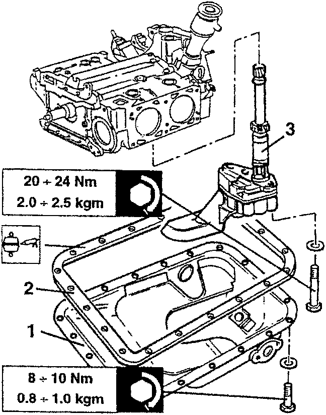Oil pump removal with torque values