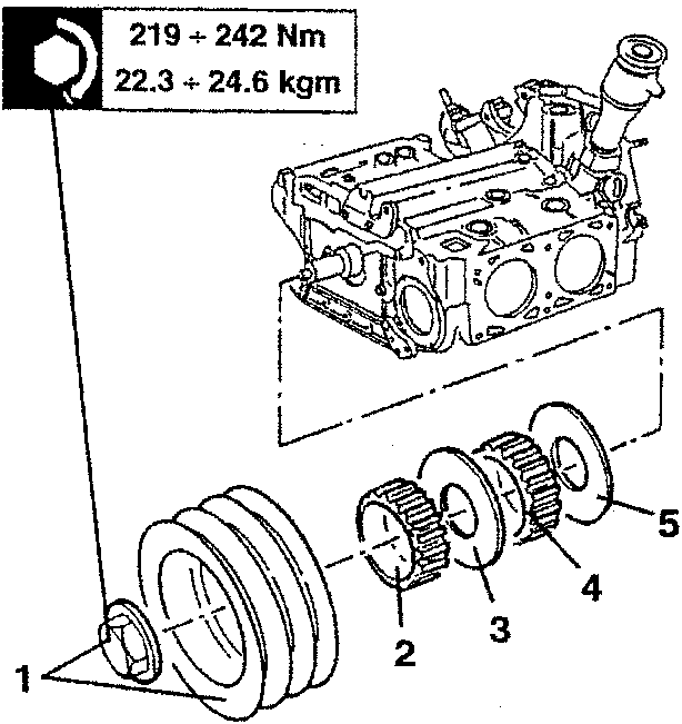 Crankshaft pulley components with torque values