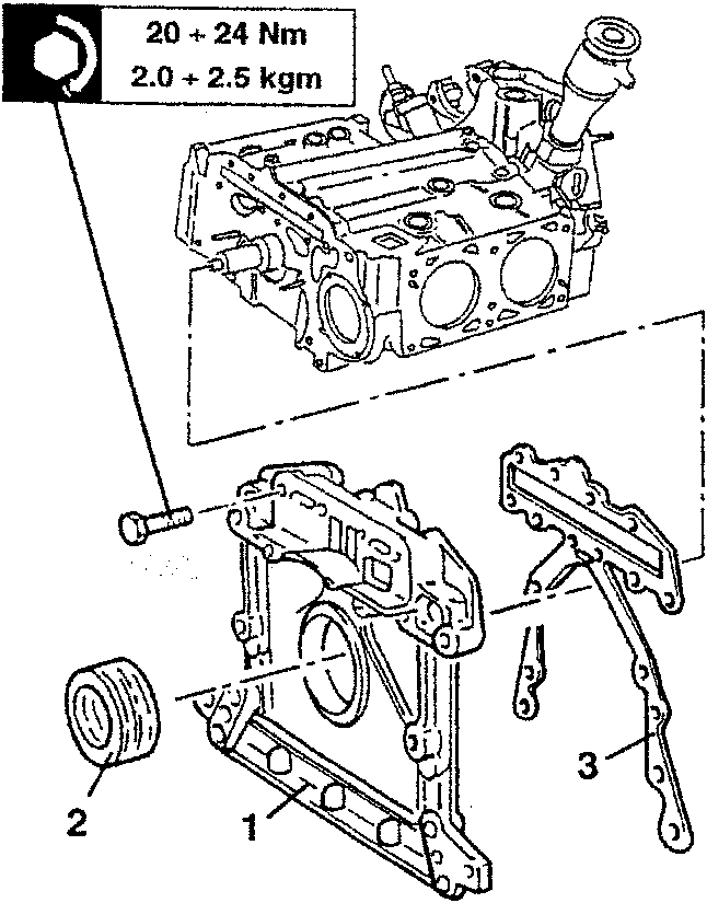 Front crankcase cover removal with torque values