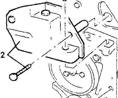 Engine tie-rod bracket removal diagram showing bracket and screw
