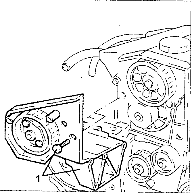 Pressure pump and bracket removal diagram showing component 1