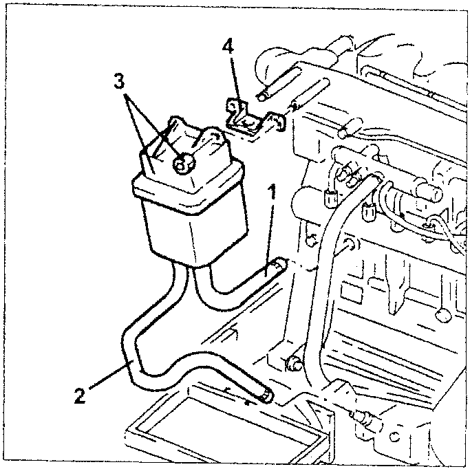 Turbo compressor removal diagram showing components 1, 2, 3, and 4