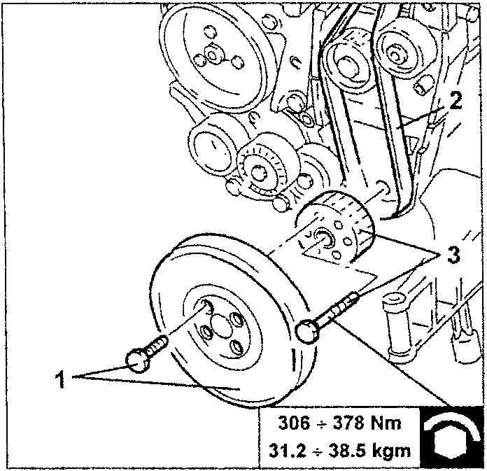Crankshaft pulley and camshaft belt removal