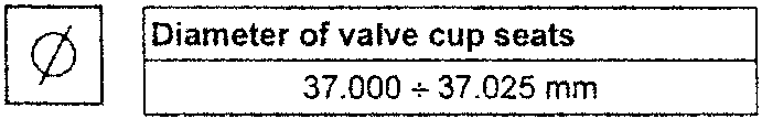 Diameter of valve cup seats specification table