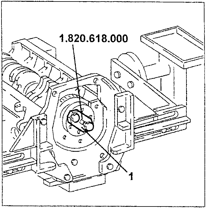 Diagram showing a tool (1.820.618.000) installed on the crankshaft to allow turning.