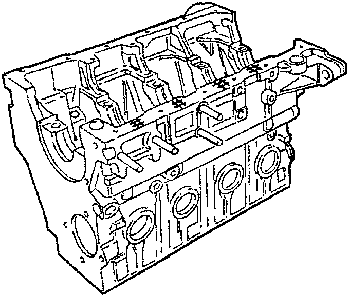 Isometric view of the engine block with cylinder liner class markings (A, B, C) indicated on the side.
