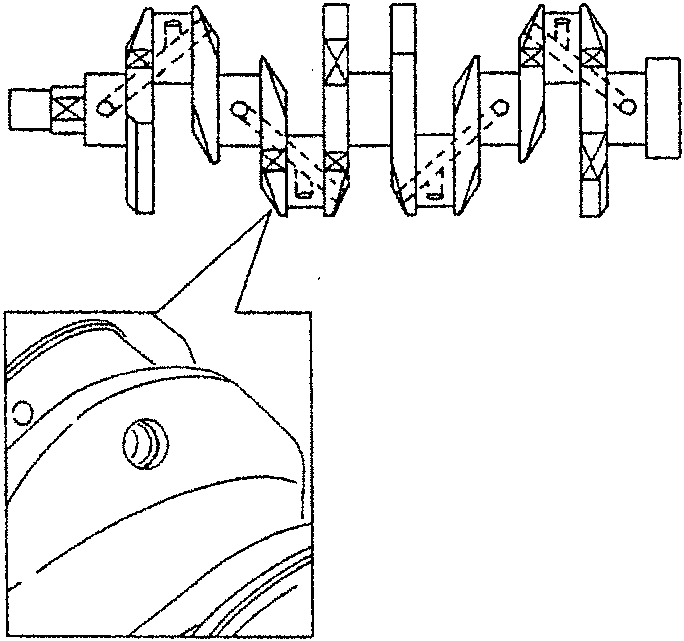 Crankshaft with journals and counterweights