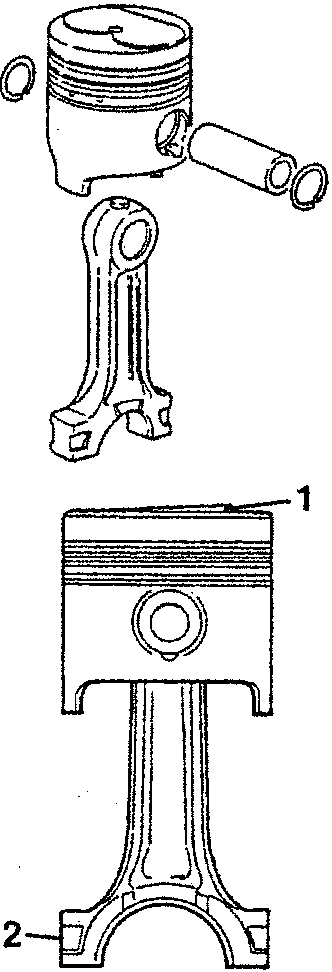 Piston and rod assembly diagram showing lift on piston crown and number of cylinder to which rod belongs.