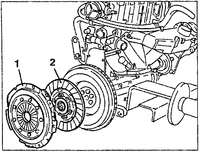 Clutch plate removal showing parts 1 and 2