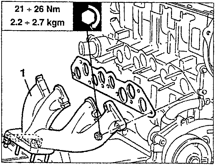 Exhaust manifold being removed