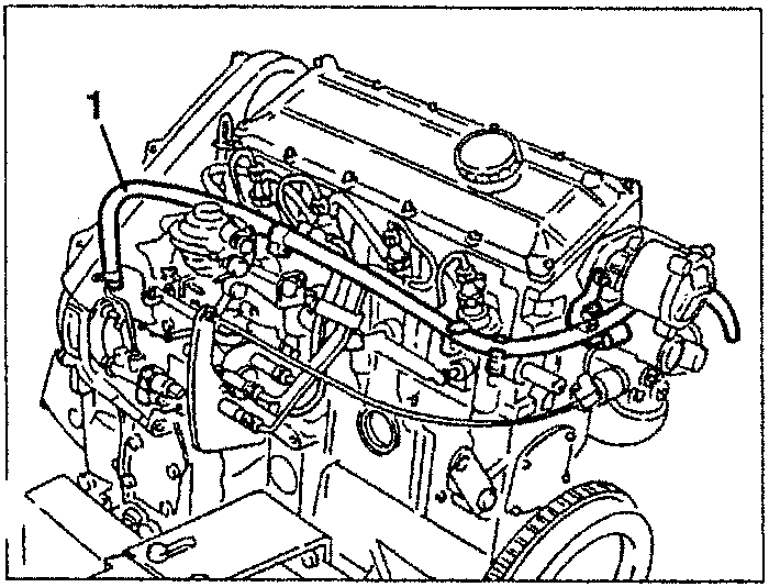 Engine with fuel arrival from filter to injection pump pipe