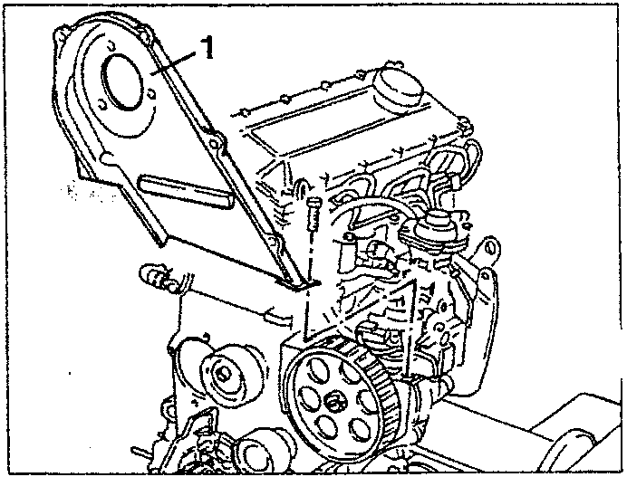 Diagram showing removal of timing belt rear cover
