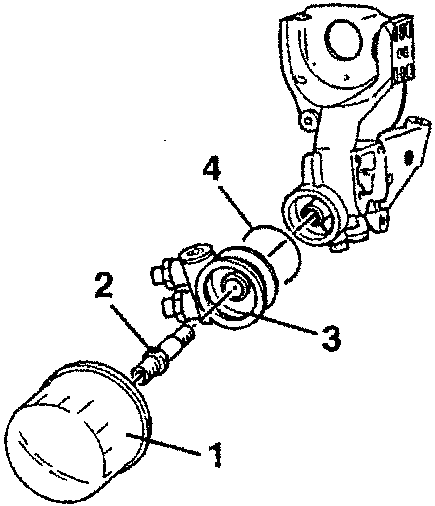 Diagram of oil filter components with numbered parts