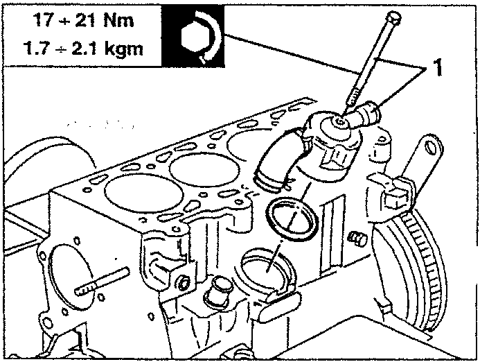 Engine diagram showing oil vapour separator removal with torque values