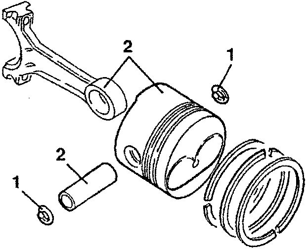 Piston separated from rod with grudgeon pin and elastic rings