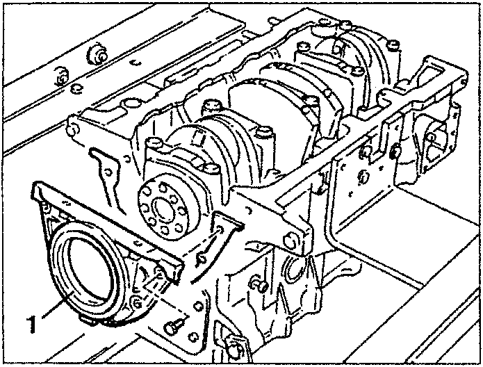 Engine rear cover with oil seal ring removed.
