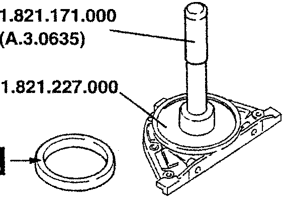 Tools for installing oil seal ring: tool 1.821.171.000 (A.3.0635) and tool 1.821.227.000.