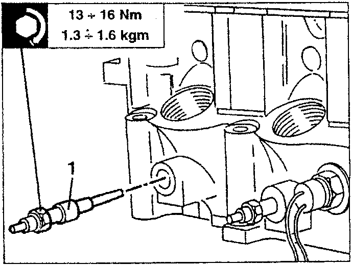 Diagram showing heater plug removal with torque specification